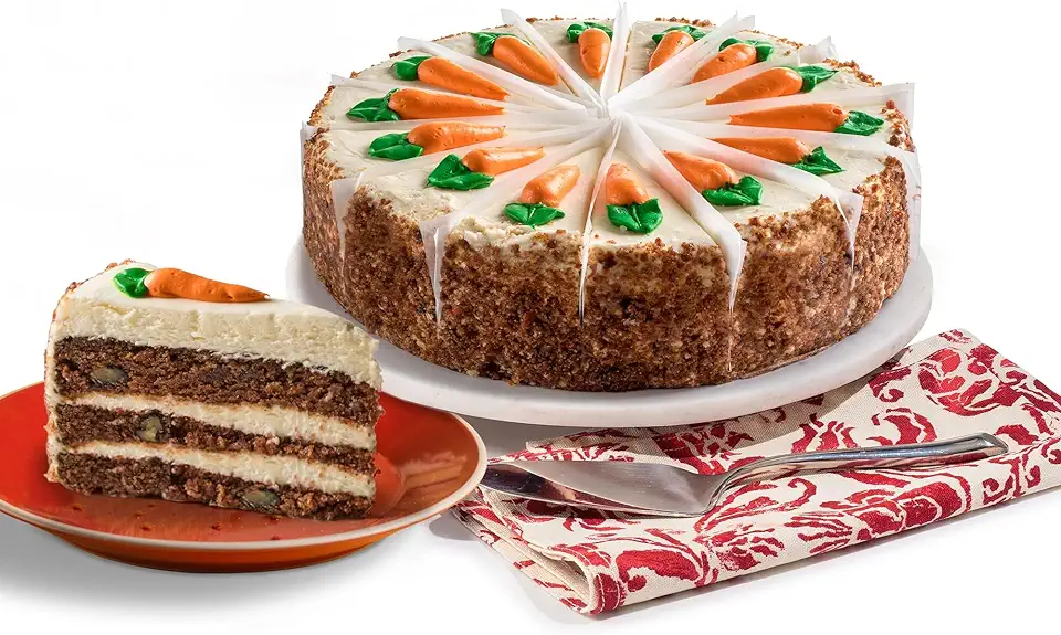 David&#x27;s Cookies Layered Carrot Cake 10&quot; - Pre-sliced 14 pcs. Fresh Gourmet Bakery Dessert With Rich Cream Cheese Frosting, Delicious Gourmet Easter Food Cake Gift Idea for Women, Men, Kids and Family