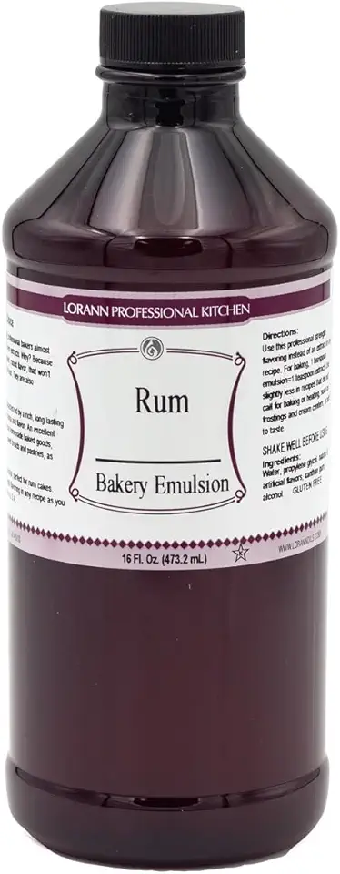 Lorann Oils Rum Bakery Emulsion: Realistic Rum Flavor, Ideal for Enhancing Boozy Notes in Baked Goods, Gluten-Free, Keto-Friendly, Rum Extract Alternative Essential for Your Kitchen