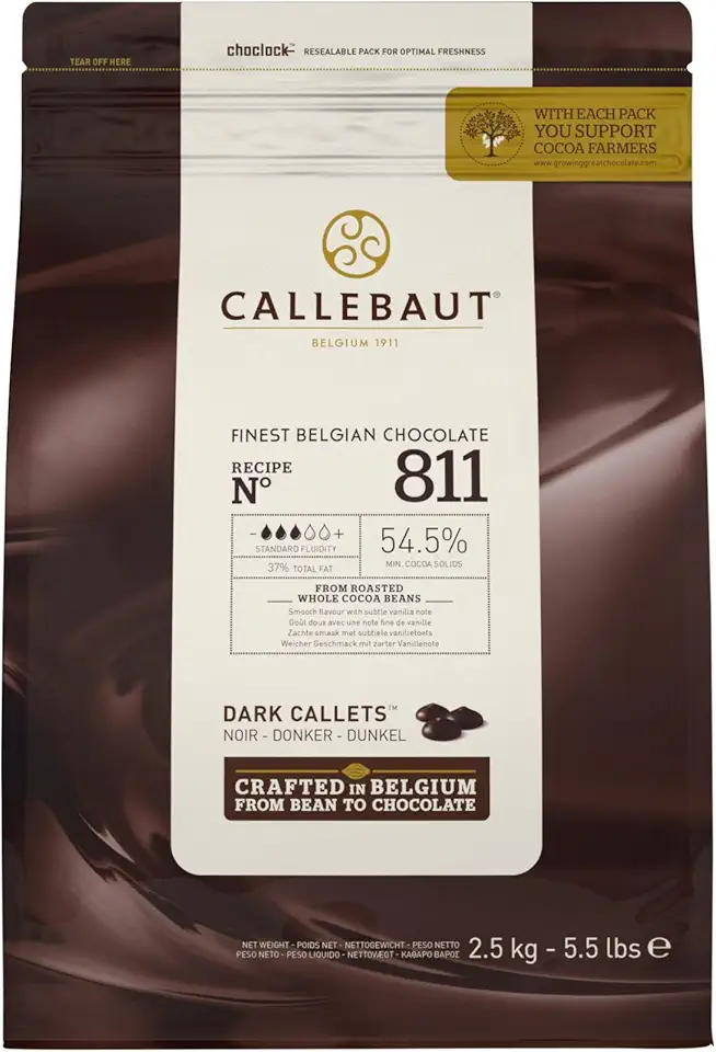 Callebaut No 811 Finest Belgian Dark Chocolate Callets Couverture 54.5% - 2.5Kg