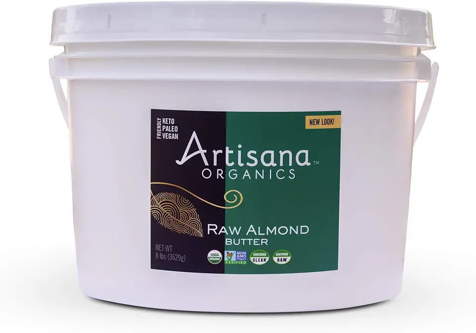 Artisana Organics Raw Almond Butter, 8 lbs | No Sugar Added, Bulk Unroasted Almond Butter, No Palm Oil, Vegan, Paleo, Keto Friendly and Non GMO