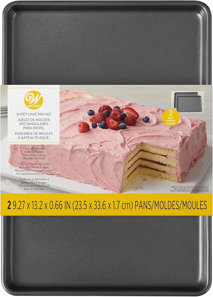 Wilton Easy Layers Sheet Cake Pan, Rectangle Sheet Pan, 2-Piece Baking Sheets Set, Steel