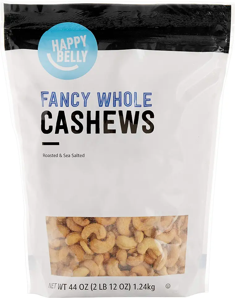 Amazon Brand - Happy Belly Fancy Whole Cashews, Roasted and Sea Salted, 44 ounce (Pack of 1)