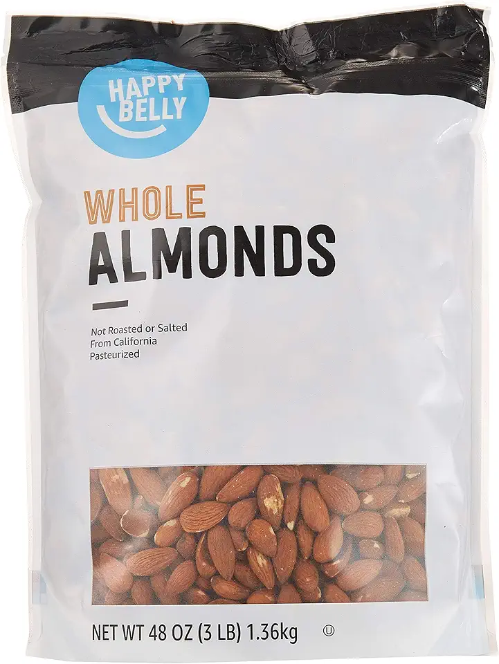 Amazon Brand - Happy Belly Whole Raw Almonds, 48 ounce (Pack of 1)