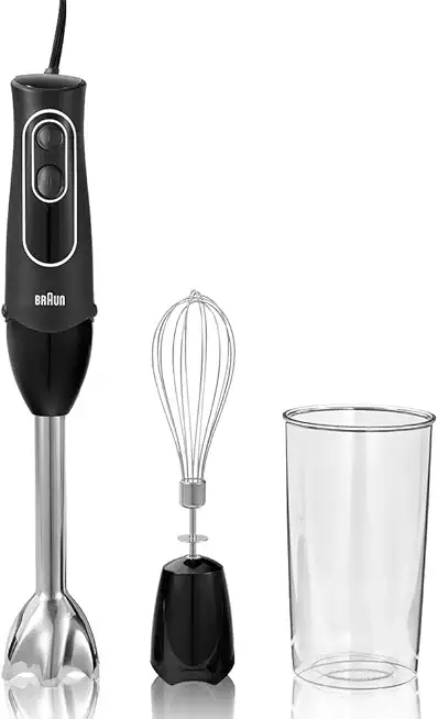 Braun MQ505 Portable Immersion Hand Blender,Powerful 350W Stick Blender,Dual Speed,Whisk,Beaker,Soup,Baby Food,Mixer,Hummus,Egg Beater,Smoothies