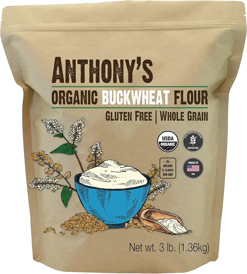 Anthony&#x27;s Organic Buckwheat Flour, 3 lb, Grown in the USA, Gluten Free, Vegan