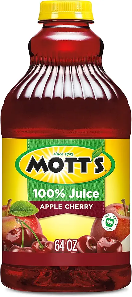 Mott&#x27;s 100% Apple Cherry Juice, 64 Fl Oz Bottle (Pack Of 8), Made With 100% Apple &amp; Cherry Juices, No Added Sugar, Excellent Source Of Vitamin C, 2 Servings Of Fruit Per 8oz, Gluten &amp; Caffeine Free