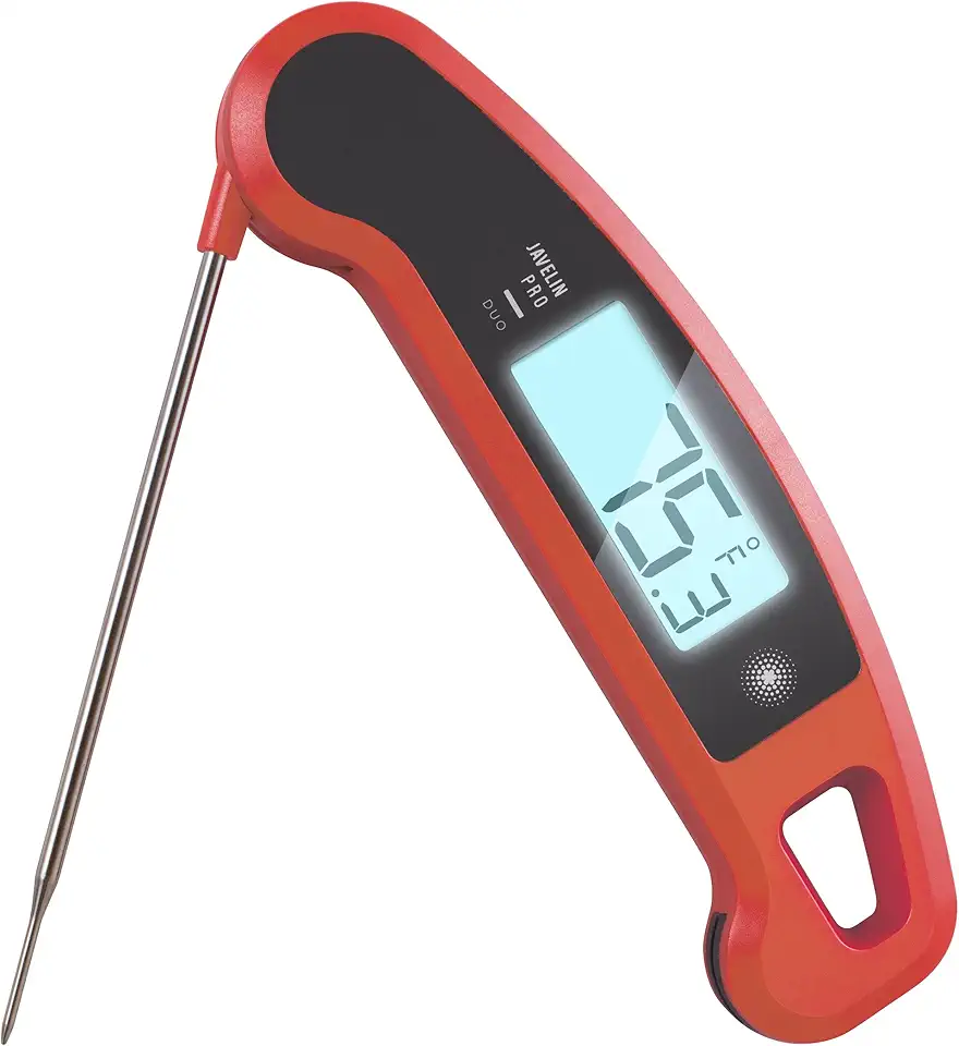 PX1D Javelin PRO Duo Ultra Fast Professional Digital Instant Read Meat Thermometer for Grill and Cooking, 4.5&quot; Probe, Auto-Rotating Backlit Display, Splash Resistant – Sambal