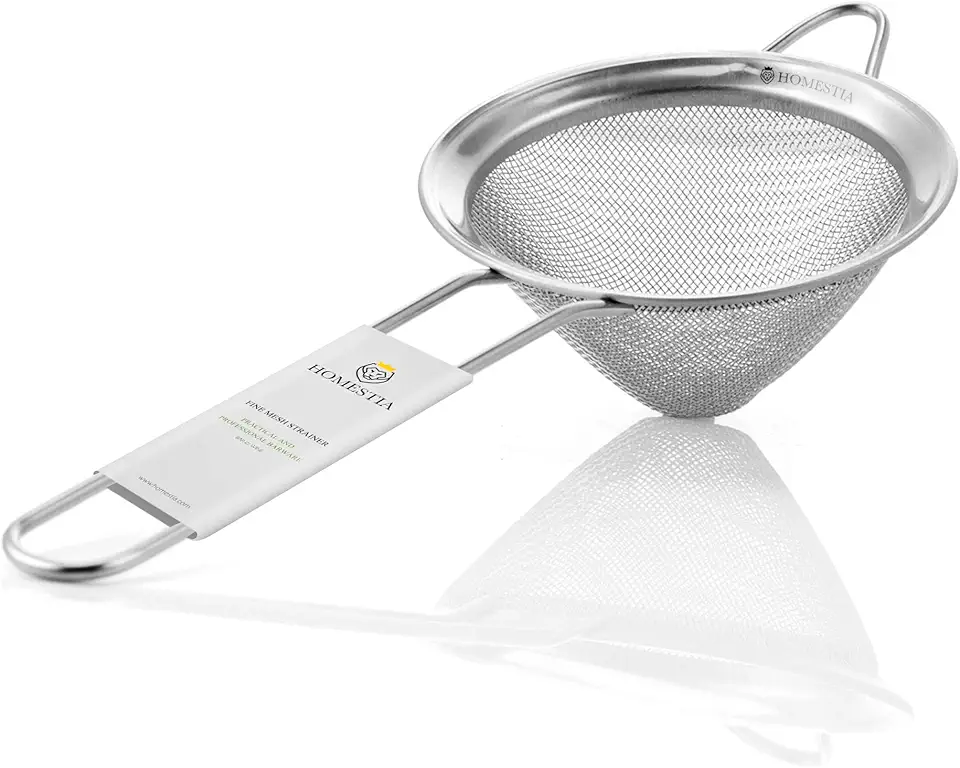 Homestia 3.3&quot; Fine Mesh Strainer for Kitchen, 304 Stainless Steel, Cocktail Sieve, Food Sifters, Liquid Strainer Cup Strainer for Drinks, Tea, Coffee, Juice, Flour, Spice (Silver)