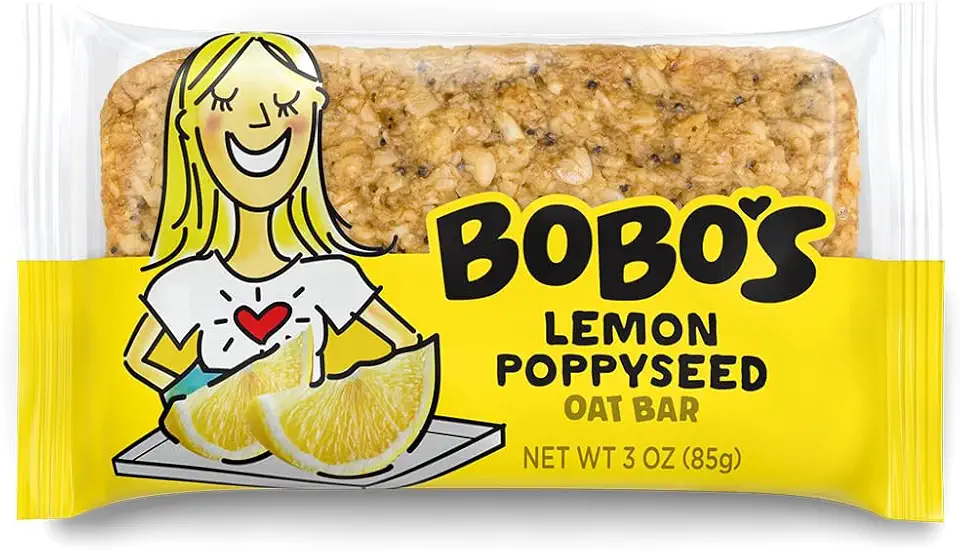 Bobo&#x27;s Oat Bars, Lemon Poppyseed, 3 oz Bar (12 Pack), Gluten Free Whole Grain Snack and Breakfast Bar