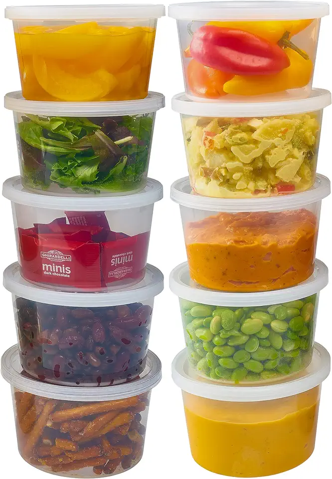 DuraHome - Deli Containers with Lids Leakproof - 40 Pack BPA-Free Plastic Microwaveable Clear Food Storage Container Premium Heavy-Duty Quality, Freezer &amp; Dishwasher Safe (16 oz.)