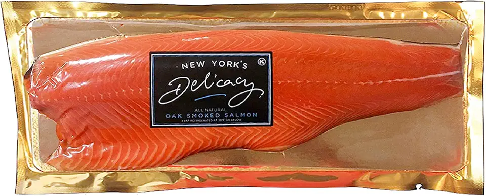 New York&#x27;s Delicacy, Whole Smoked Salmon Nova Fillet - [13.2 Lb. / 4-5 Fillets] - Most Awarded, Non-Sliced, Skin-On, Kosher, Gluten Free, High in Omega 3, Made From Fresh Never Frozen Premium Atlantic Salmon Fillets.