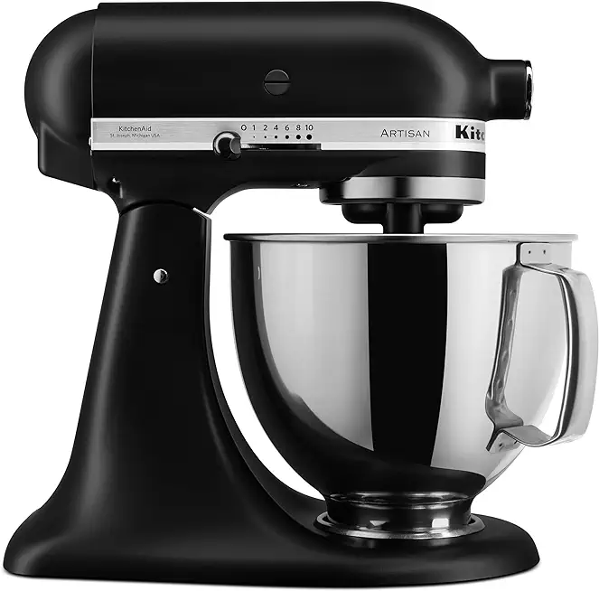 KitchenAid Artisan Series 5 Quart Tilt Head Stand Mixer with Pouring Shield KSM150PS, Matte Black