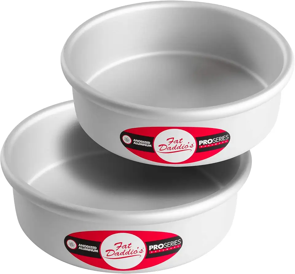 Fat Daddio&#x27;s Anodized Aluminum Round Cake Pans, 2 Piece Set, 7 x 2 Inch