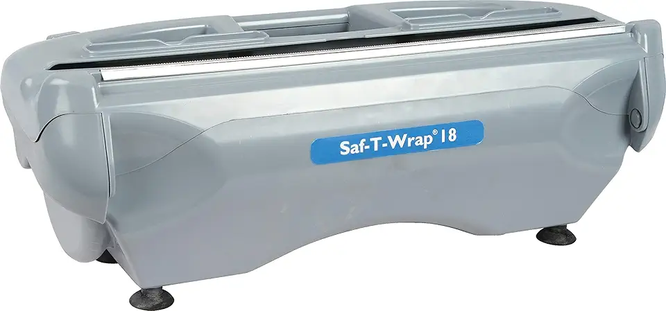 San Jamar Saf-T-Wrap Plastic Wrap and Foil Dispenser for Commercial Kitchens, Bakeries, And Restaurants, Plastic, 18 Inches, Gray