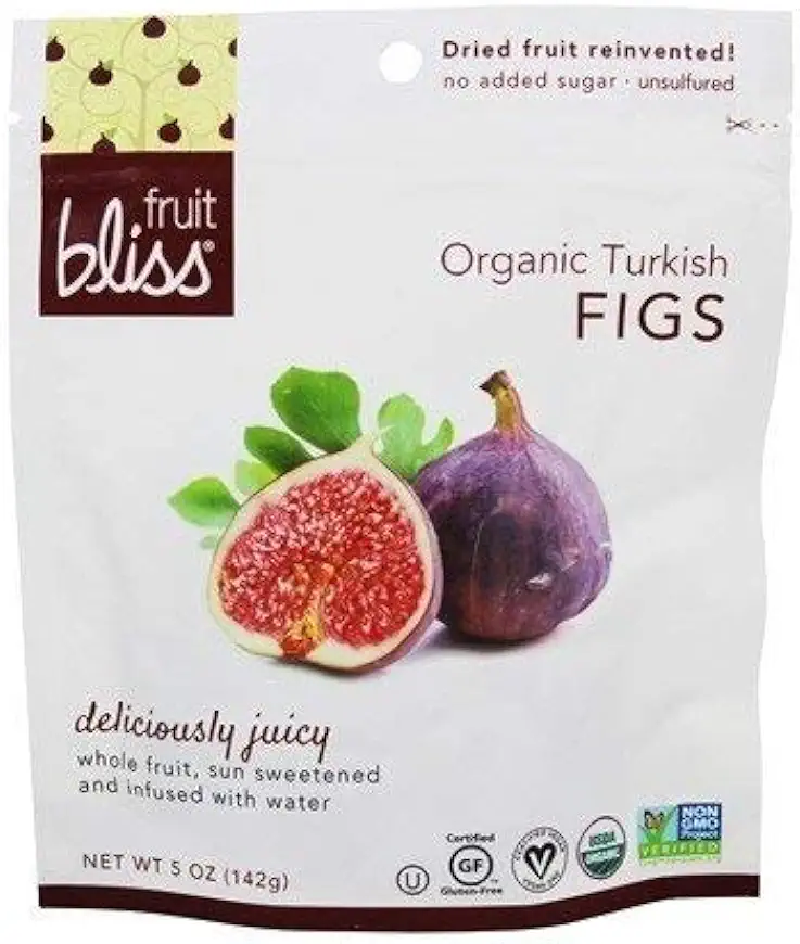 Organic Turkish Figs Dried Fruit Snacks, Sweet, Soft &amp; Juicy Sun-Dried Figs – Healthy Snacks for On the Go – Organic Figs Treats are Non-GMO, Gluten-Free, Vegan Fig Snacks (2 Pack - 5 oz. each)