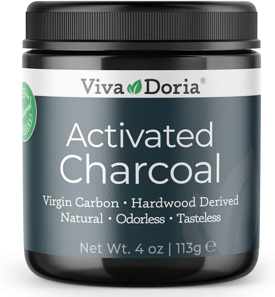 Viva Doria Activated Charcoal Powder, Hardwood Derived, Food Grade, 4 Oz