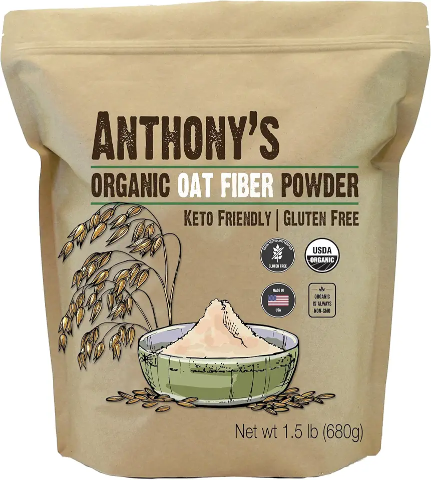 Anthony&#x27;s Organic Oat Fiber, 1.5 lb, Gluten Free, Non GMO, Keto Friendly, Product of USA