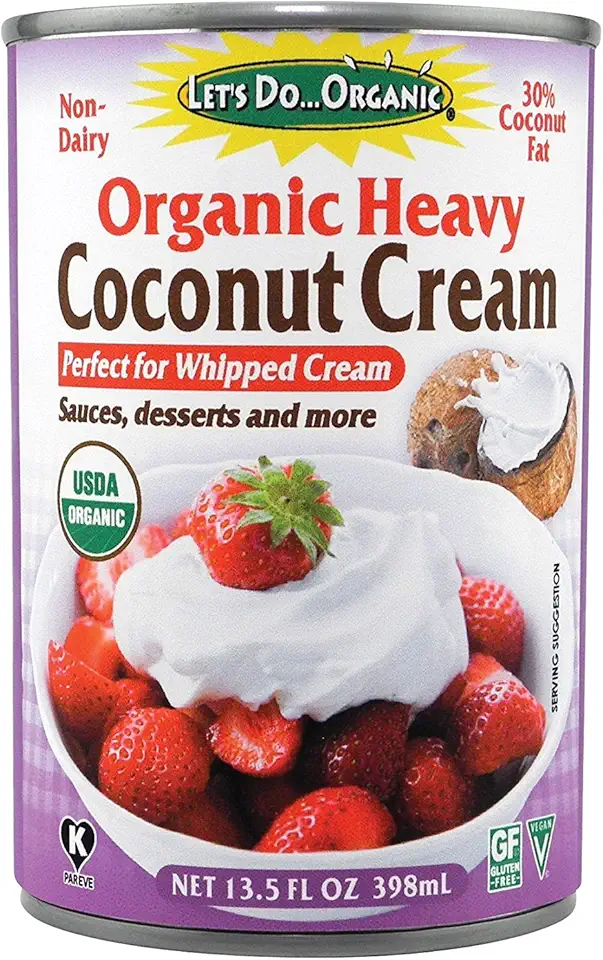 Let&#x27;s Do Organic Heavy Coconut Cream – Canned Coconut Cream, Whipped Cream, Heavy Cream, No Guar Gum, Dairy Free, USDA Organic – 13.5 Fl Oz