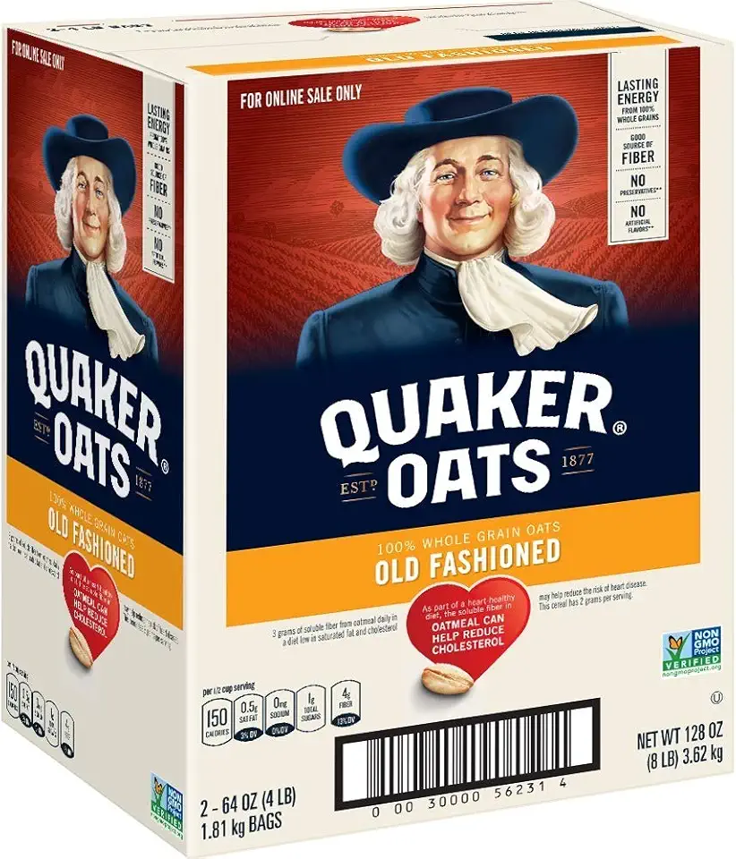 Quaker Old Fashioned Rolled Oats, Non GMO Project Verified, Two 64oz Bags in Box, 90 Servings, 4 Pound (Pack of 2)