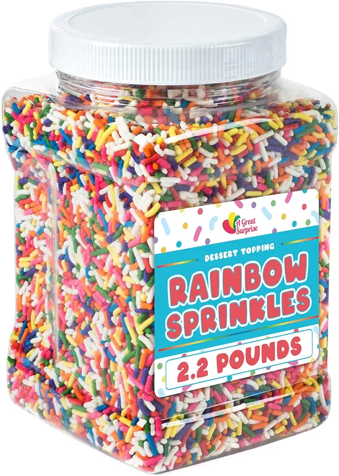 Rainbow Sprinkles - 2.2 Pounds - Bulk Rainbow Jimmies for Cookies - Birthday Cake Decorating Sprinkles for Ice Cream, Baking, Cupcakes, Donuts