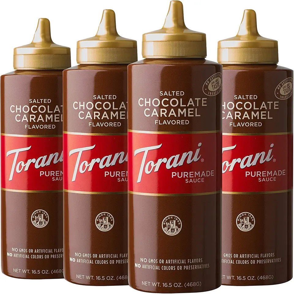 Torani Puremade Sauce, Salted Chocolate Caramel, 16.5 Ounces (Pack of 4 - Packaging May Vary)