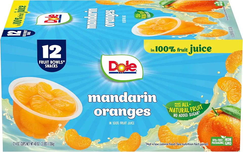 Dole Fruit Bowls Mandarin Oranges in 100% Juice Snacks, 4oz 12 Total Cups, Gluten &amp; Dairy Free, Bulk Lunch Snacks for Kids &amp; Adults