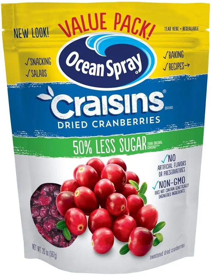 Ocean Spray Craisins Dried Cranberries, Reduced Sugar, 20 Ounce