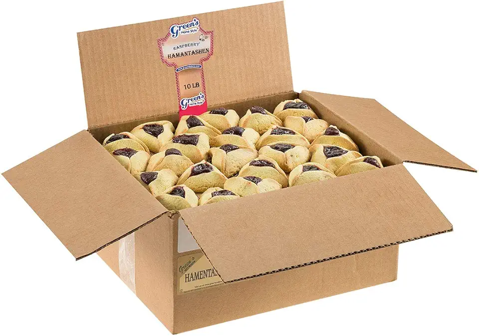 Green&#x27;s Bakery Bulk Raspberry Hamantashen Cookie, Buttery, Fresh and Delicious, 10 lbs. OK Certified Kosher and Pareve, Dairy Free and Nut Free, Popular during the Jewish Holiday of Purim, Year Around Dessert, Approximately 120 cookies