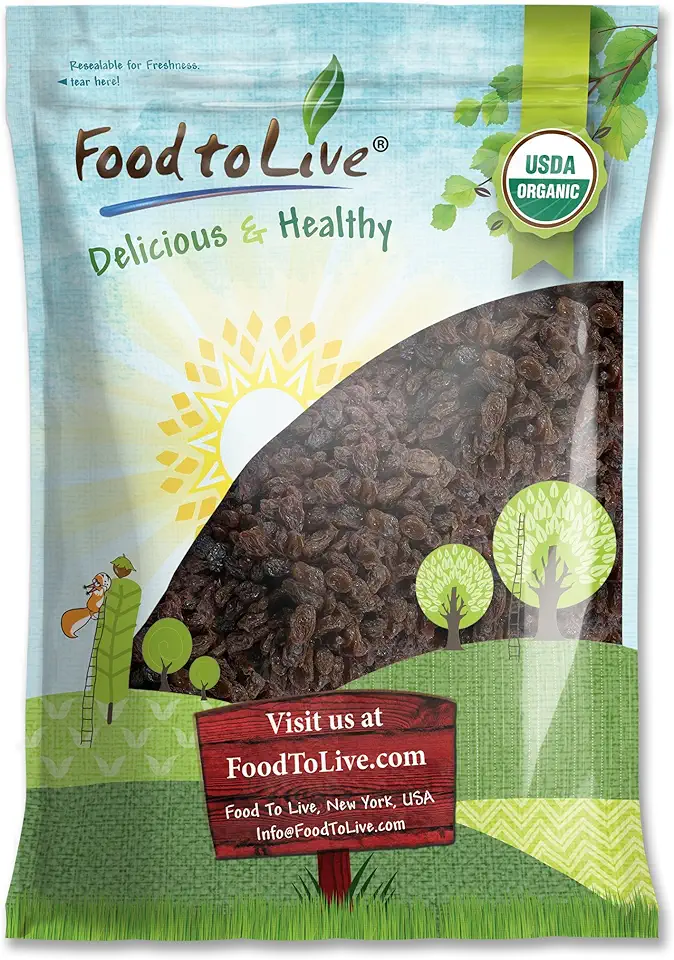 Food to Live California Organic Raisins, 8 Pounds – Thompson Seedless Select, Sun-Dried, Non-GMO, Kosher, Unsulphured, Bulk, No Oil Added