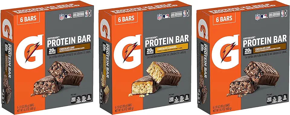 Gatorade Whey Protein Bars, Variety Pack, 2.8 oz bars , 18 Count (Pack of 1)