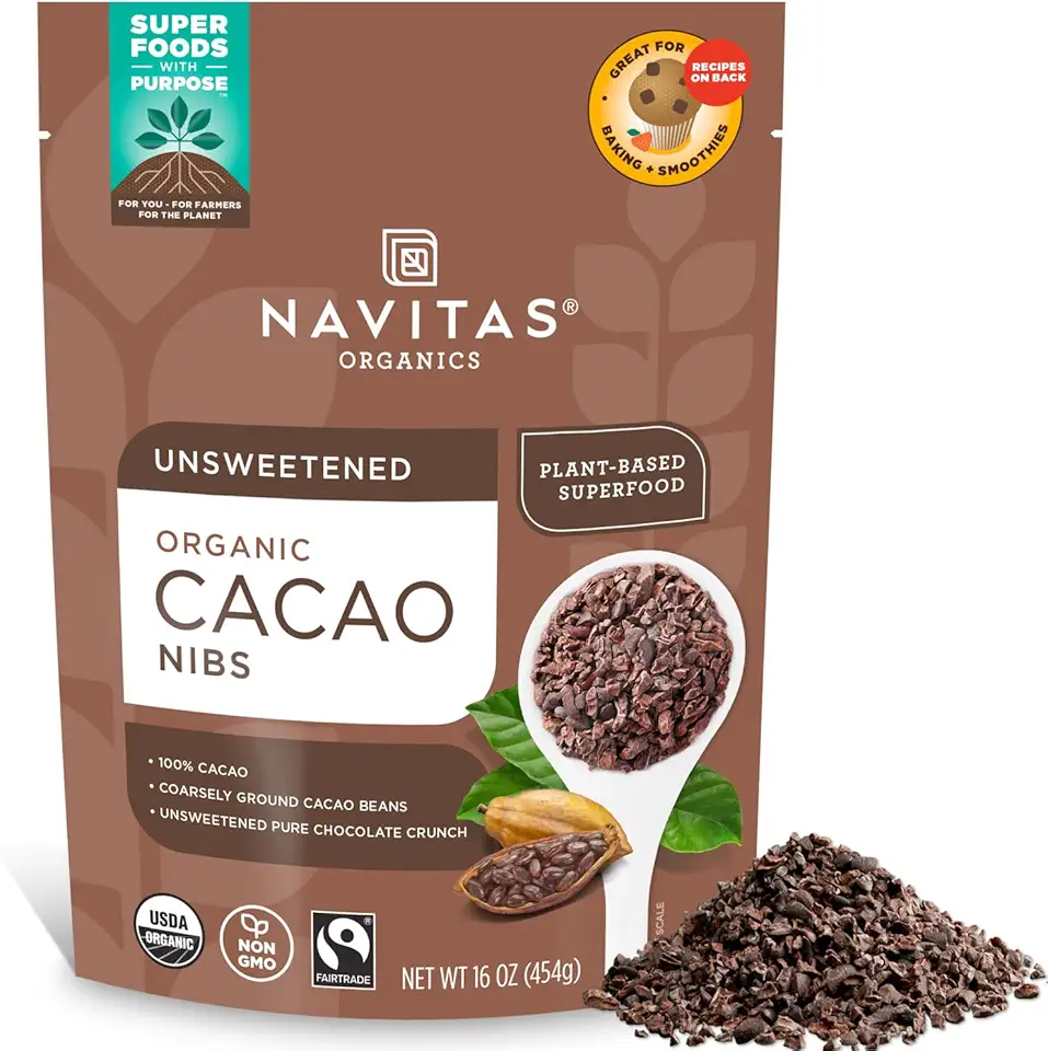 Navitas Organics Raw Cacao Nibs, 16oz. Bag, 15 Servings - Organic, Non-GMO, Fair Trade, Gluten-Free