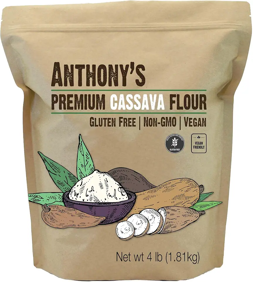 Anthony&#x27;s Cassava Flour, 4 lb, Batch Tested Gluten Free, Non GMO, Vegan