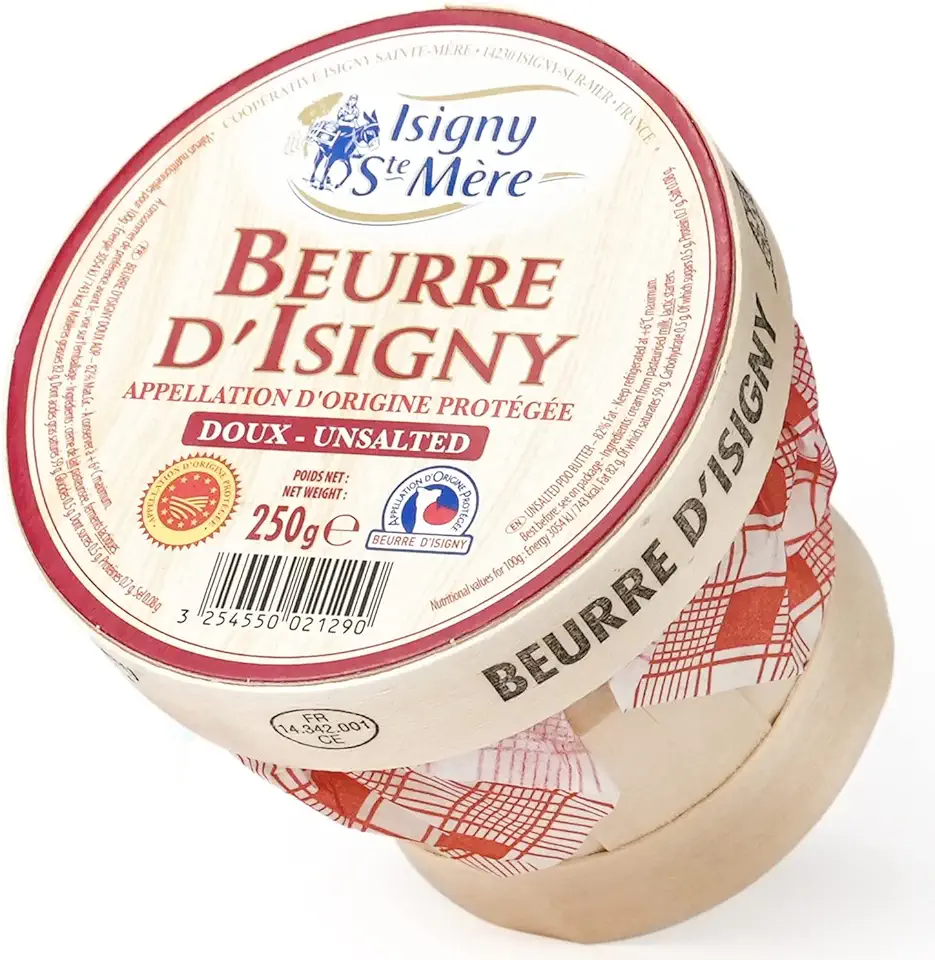 Isigny French Normandy Unsalted Butter Basket – 4 pack x 8.8 oz – Grass Fed European Butter