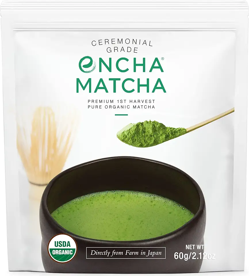 Encha Ceremonial Grade Matcha Powder - First Harvest Organic Japanese Matcha Green Tea Powder, From Uji, Japan (60g/2.12oz)