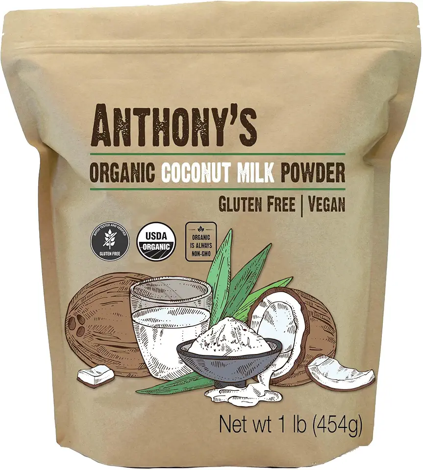 Anthony&#x27;s Organic Coconut Milk Powder, 1 lb, Gluten Free, Vegan &amp; Dairy Free, Creamer Alternative, Keto Friendly