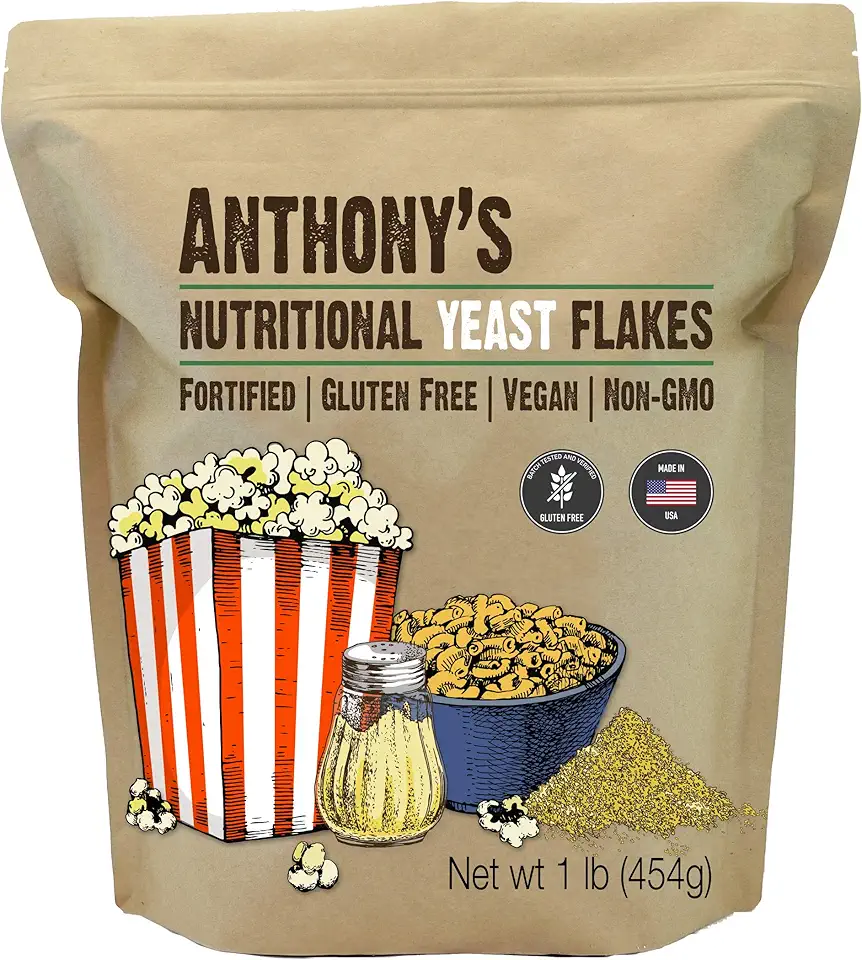 Anthony&#x27;s Premium Nutritional Yeast Flakes, 1 lb, Fortified, Gluten Free, Non GMO, Vegan