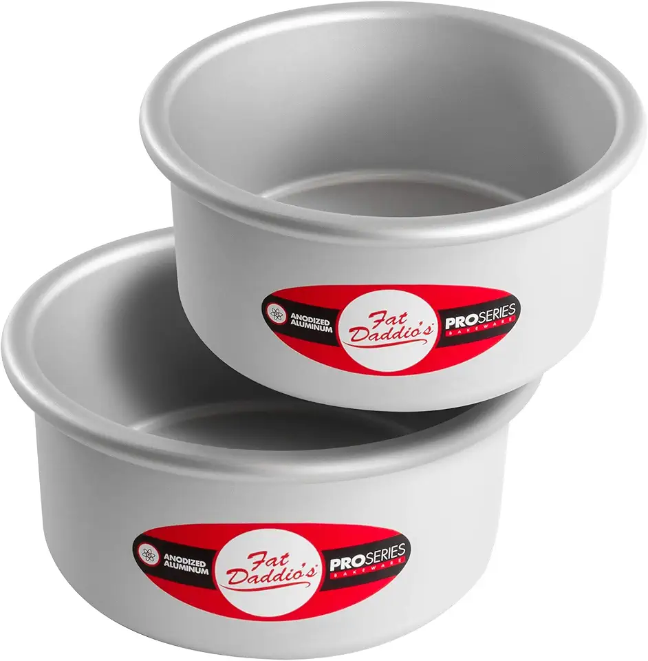 Fat Daddio&#x27;s Anodized Aluminum Round Cake Pans, 2 Piece Set, 6 x 3 Inch