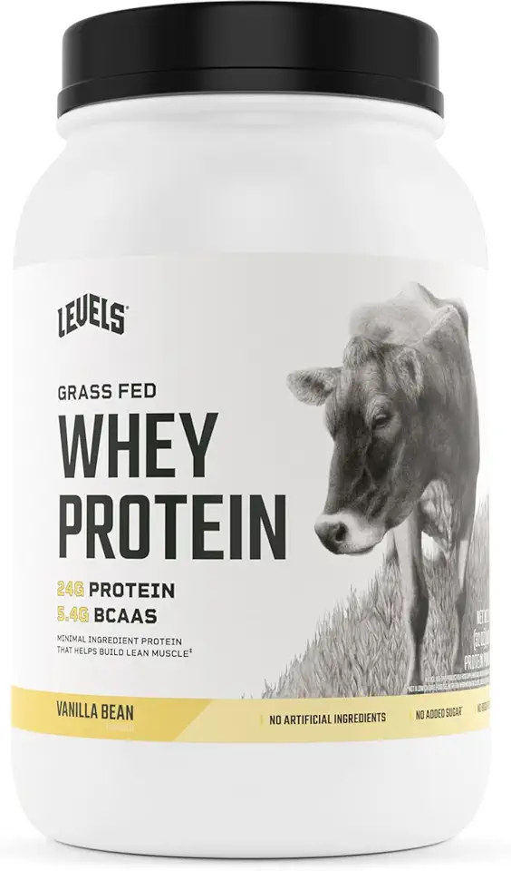 Levels Grass Fed Whey Protein Powder, No Artificials, 24G of Protein, Vanilla Bean, 2LB