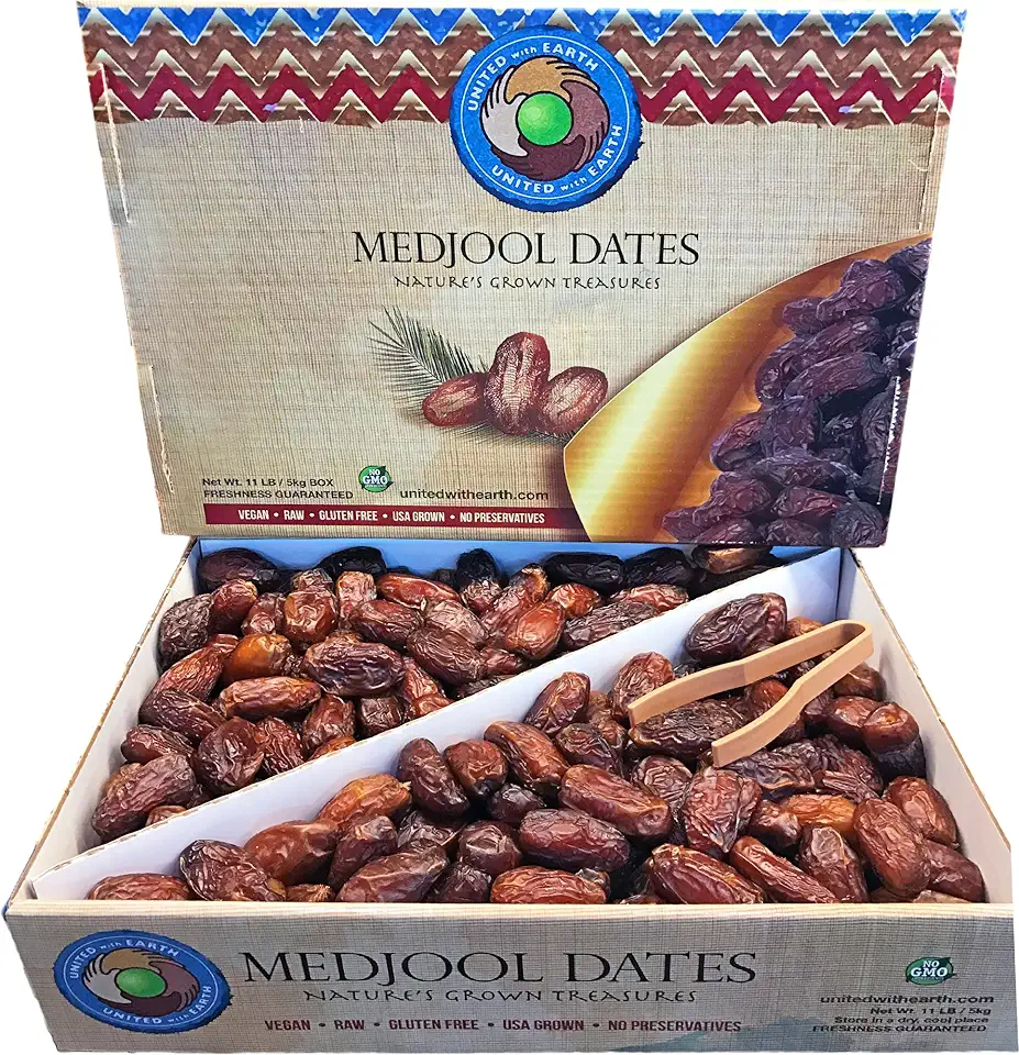 United With Earth Conventional Medjool Dates - 11lb | Non-GMO, Gluten-Free, Vegan, Paleo