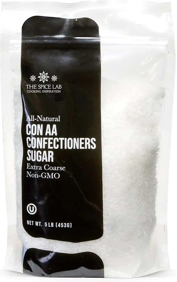 The Spice Lab Confectioners Sugar - Extra Coarse Sugar - 5 Pounds - Con AA - Sugar Crystals for Baking and Cupcake Decorations - Excellent for Decorating Candy - Perfect for Bakeries