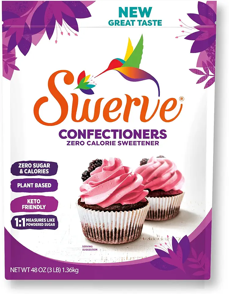 Swerve Ultimate Sugar Replacement Sweetener, Confectioners Sugar Substitute, Zero Calorie, Keto Friendly, Zero Sugar, Non-Glycemic, Gluten Free, 48 Oz