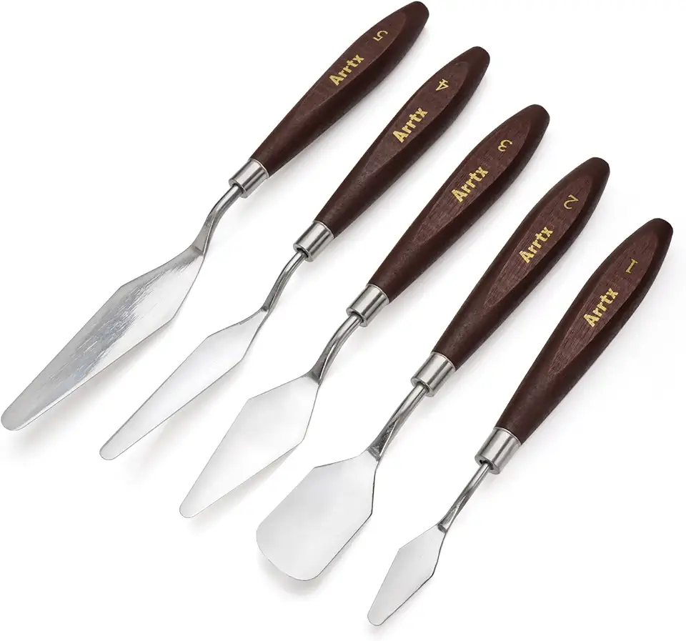 5 Pieces Painting Knives Stainless Steel Spatula Palette Knife Oil Painting Accessories Color Mixing Set for Oil, Canvas, Acrylic Painting-Lightwish