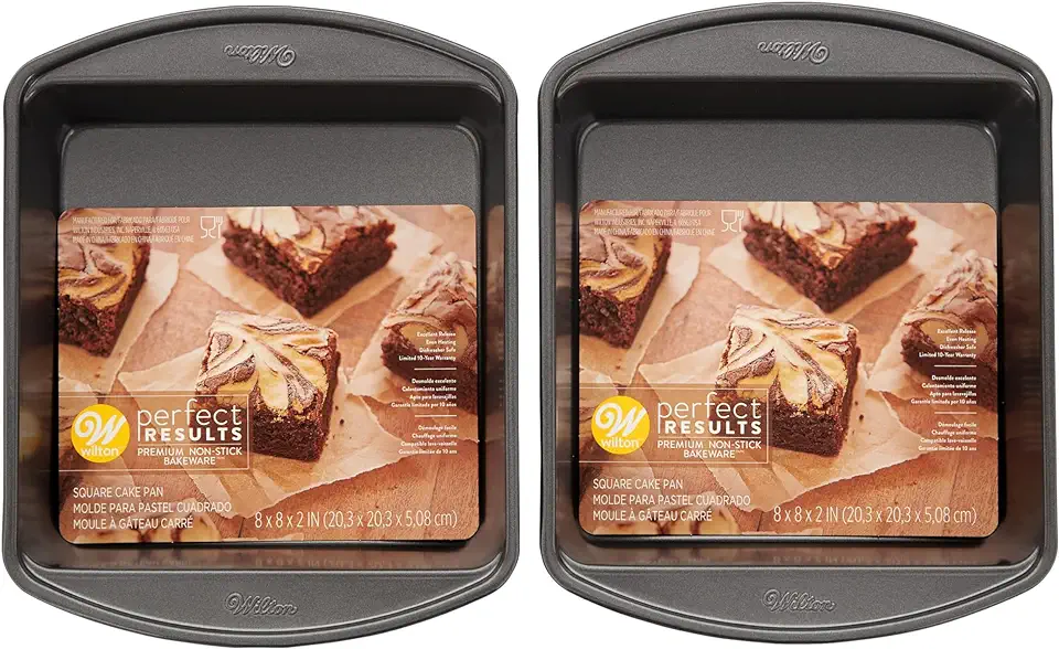 Wilton Perfect Results Premium Non-Stick Square Cake Pan, 8 Inch, Set of 2