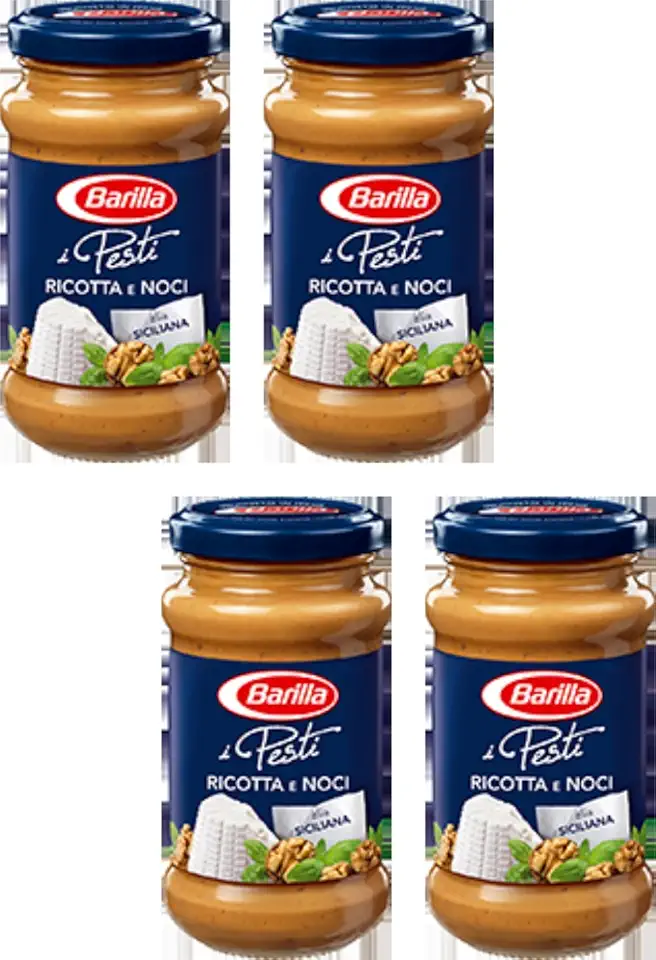 Barilla: &quot;Ricotta e Noci&quot; Ricotta and Nuts - 6 Ounce (170g) Bottles (Pack of 4) - [ Italian Import ]