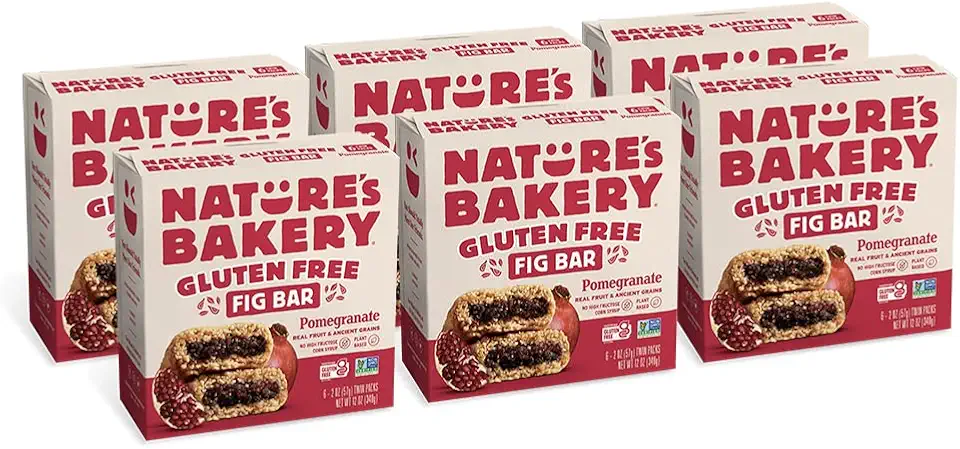 Nature’s Bakery Gluten Free Fig Bars, Pomegranate, Real Fruit, Vegan, Non-GMO, Snack bar, 6 boxes with 6 twin packs (36 twin packs)