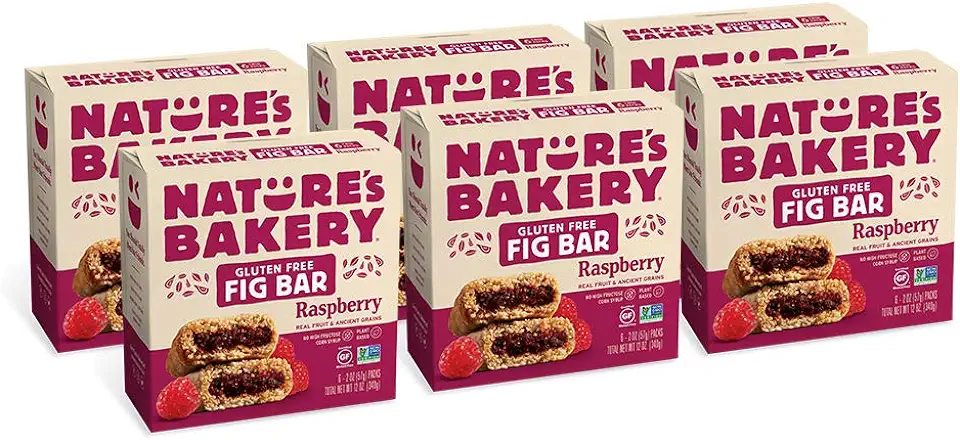 Nature’s Bakery Gluten Free Fig Bars, Raspberry, Real Fruit, Vegan, Non-GMO, Snack bar, 6 boxes with 6 twin packs (36 twin packs)