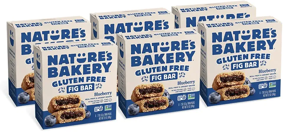 Nature’s Bakery Gluten Free Fig Bars, Blueberry, Real Fruit, Vegan, Non-GMO, Snack bar, 6 boxes with 6 twin packs (36 twin packs)