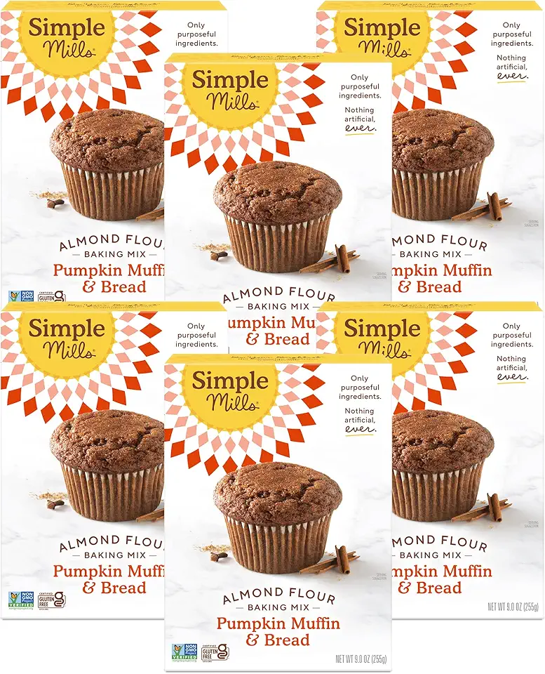 Simple Mills Almond Flour Baking Mix, Pumpkin Muffin &amp; Bread Mix, Gluten Free, Plant Based, Paleo Friendly, 4.25 Ounce (Pack of 6)