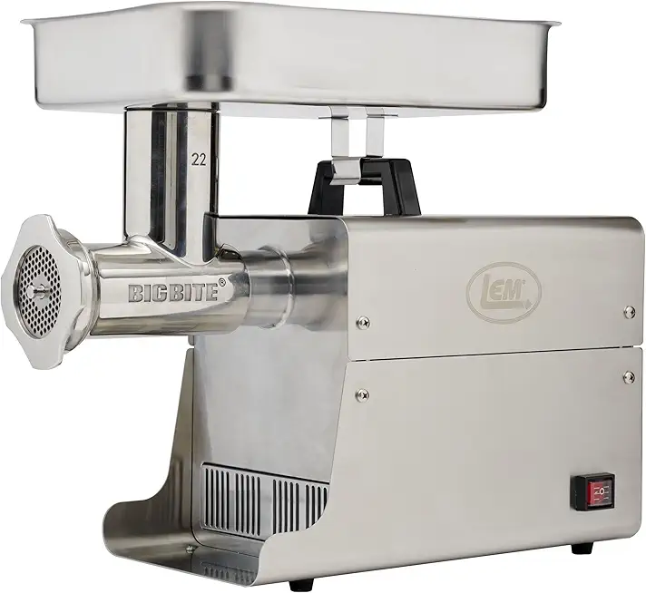 LEM Products BigBite #22 Meat Grinder, 1.0 HP Stainless Steel Electric Meat Grinder Machine, Ideal for Heavy Use