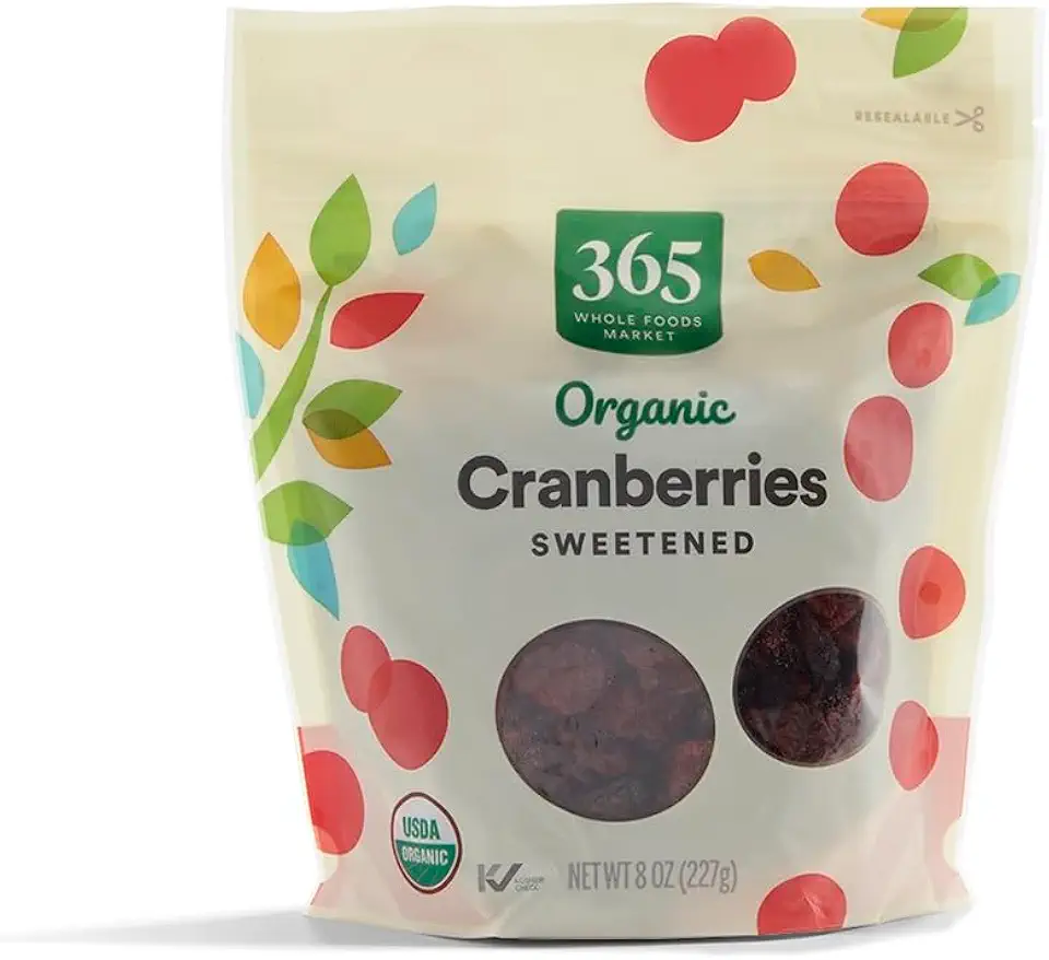 365 by Whole Foods Market, Organic Dried Sweetened Cranberries, 8 Ounce